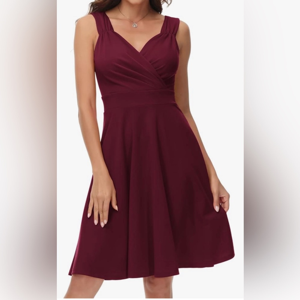 Grace Karin V-Neck Bridesmaid Dress Small Dark Red Wine